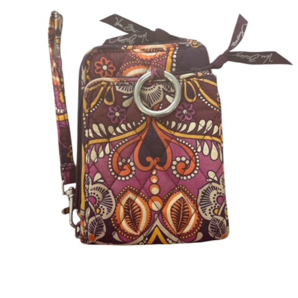 VERA BRADLEY Double ID Wristlet Wallet Safari Sunset Purple Paisley